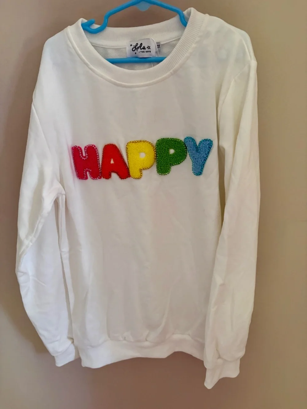 Happy Multicolor Letter Sweatshirt - White